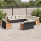 Preview: ARDEBO.de - 13-tlg. Garten-Sofagarnitur mit Kissen Schwarz Poly Rattan