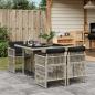 Preview: ARDEBO.de - 5-tlg. Garten-Essgruppe mit Kissen Hellgrau Poly Rattan