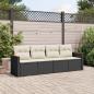 Preview: ARDEBO.de - 4-tlg. Garten-Sofagarnitur mit Kissen Schwarz Poly Rattan