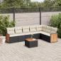 Preview: ARDEBO.de - 8-tlg. Garten-Sofagarnitur mit Kissen Schwarz Poly Rattan