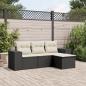 Preview: ARDEBO.de - 4-tlg. Garten-Sofagarnitur mit Kissen Schwarz Poly Rattan