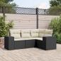 Preview: ARDEBO.de - 4-tlg. Garten-Sofagarnitur mit Kissen Schwarz Poly Rattan