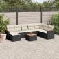 Preview: ARDEBO.de - 9-tlg. Garten-Sofagarnitur mit Kissen Schwarz Poly Rattan