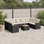 Preview: ARDEBO.de - 10-tlg. Garten-Sofagarnitur mit Kissen Schwarz Poly Rattan