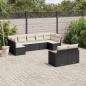 Preview: ARDEBO.de - 9-tlg. Garten-Sofagarnitur mit Kissen Schwarz Poly Rattan