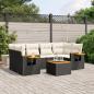 Preview: ARDEBO.de - 7-tlg. Garten-Sofagarnitur mit Kissen Schwarz Poly Rattan