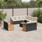 Preview: ARDEBO.de - 12-tlg. Garten-Sofagarnitur mit Kissen Schwarz Poly Rattan