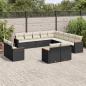 Preview: ARDEBO.de - 13-tlg. Garten-Sofagarnitur mit Kissen Schwarz Poly Rattan