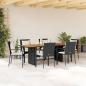 Preview: ARDEBO.de - 7-tlg. Garten-Essgruppe mit Kissen Schwarz Poly Rattan