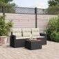 Preview: ARDEBO.de - 4-tlg. Garten-Sofagarnitur mit Kissen Schwarz Poly Rattan