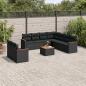 Preview: ARDEBO.de - 10-tlg. Garten-Sofagarnitur mit Kissen Schwarz Poly Rattan