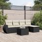 Preview: ARDEBO.de - 6-tlg. Garten-Sofagarnitur mit Kissen Schwarz Poly Rattan