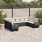 Preview: ARDEBO.de - 9-tlg. Garten-Sofagarnitur mit Kissen Schwarz Poly Rattan