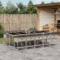 Preview: ARDEBO.de - 11-tlg. Garten-Essgruppe mit Kissen Hellgrau Poly Rattan