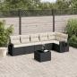 Preview: ARDEBO.de - 7-tlg. Garten-Sofagarnitur mit Kissen Schwarz Poly Rattan