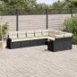 Preview: ARDEBO.de - 9-tlg. Garten-Sofagarnitur mit Kissen Schwarz Poly Rattan