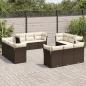 Preview: ARDEBO.de - 12-tlg. Garten-Sofagarnitur mit Kissen Braun Poly Rattan