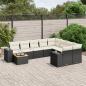 Preview: ARDEBO.de - 10-tlg. Garten-Sofagarnitur mit Kissen Schwarz Poly Rattan