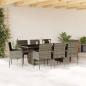 Preview: ARDEBO.de - 9-tlg. Garten-Essgruppe mit Kissen Grau Poly Rattan