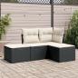 Preview: ARDEBO.de - 4-tlg. Garten-Sofagarnitur mit Kissen Schwarz Poly Rattan