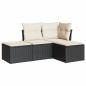 Preview: 4-tlg. Garten-Sofagarnitur mit Kissen Schwarz Poly Rattan