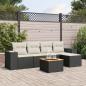 Preview: ARDEBO.de - 6-tlg. Garten-Sofagarnitur mit Kissen Schwarz Poly Rattan