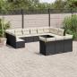 Preview: ARDEBO.de - 13-tlg. Garten-Sofagarnitur mit Kissen Schwarz Poly Rattan