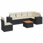 Preview: 7-tlg. Garten-Sofagarnitur mit Kissen Schwarz Poly Rattan