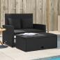 Preview: ARDEBO.de - Gartensofa mit Kissen 2-Sitzer Schwarz Poly Rattan