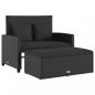 Preview: Gartensofa mit Kissen 2-Sitzer Schwarz Poly Rattan