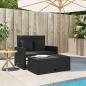 Preview: Gartensofa mit Kissen 2-Sitzer Schwarz Poly Rattan