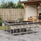 Preview: ARDEBO.de - 9-tlg. Garten-Essgruppe mit Kissen Hellgrau Poly Rattan