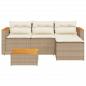 Preview: 3-tlg. Garten-Sofagarnitur mit Kissen Beige Poly Rattan