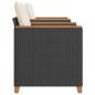 Preview: 3-tlg. Bistro-Set mit Kissen Schwarz Poly Rattan Akazienholz