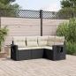 Preview: ARDEBO.de - 4-tlg. Garten-Sofagarnitur mit Kissen Schwarz Poly Rattan