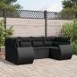 Preview: ARDEBO.de - 6-tlg. Garten-Sofagarnitur mit Kissen Schwarz Poly Rattan