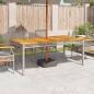 Preview: Gartentisch Grau 180x90x75 cm Poly Rattan Akazienholz