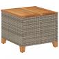 Preview: Gartentisch Grau 45x45x37 cm Poly Rattan Akazienholz