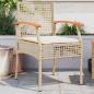 Preview: ARDEBO.de - Gartenstühle mit Kissen 2 Stk. Beige Poly Rattan Akazienholz