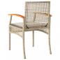 Preview: Gartenstühle mit Kissen 2 Stk. Beige Poly Rattan Akazienholz