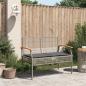 Preview: Gartenbank mit Kissen Grau Poly Rattan Akazienholz