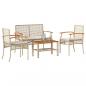 Preview: ARDEBO.de - 4-tlg. Garten-Lounge-Set mit Kissen Beige Poly Rattan