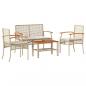 Preview: 4-tlg. Garten-Lounge-Set mit Kissen Beige Poly Rattan