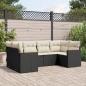 Preview: ARDEBO.de - 6-tlg. Garten-Sofagarnitur mit Kissen Schwarz Poly Rattan