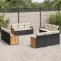 Preview: ARDEBO.de - 12-tlg. Garten-Sofagarnitur mit Kissen Schwarz Poly Rattan