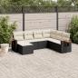 Preview: ARDEBO.de - 7-tlg. Garten-Sofagarnitur mit Kissen Schwarz Poly Rattan