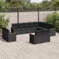 Preview: ARDEBO.de - 12-tlg. Garten-Sofagarnitur mit Kissen Schwarz Poly Rattan