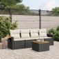 Preview: ARDEBO.de - 5-tlg. Garten-Sofagarnitur mit Kissen Schwarz Poly Rattan