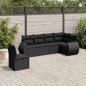 Preview: ARDEBO.de - 6-tlg. Garten-Sofagarnitur mit Kissen Schwarz Poly Rattan