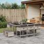 Preview: ARDEBO.de - 11-tlg. Garten-Essgruppe mit Kissen Hellgrau Poly Rattan